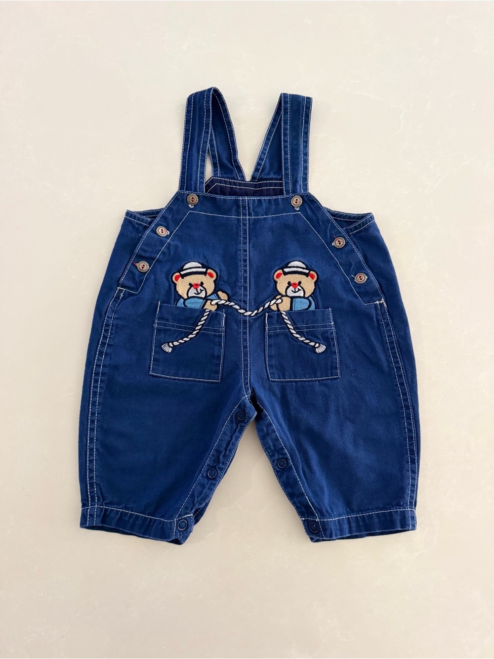 Vintage Baby Sailor Bear Overalls • Size 6-9M